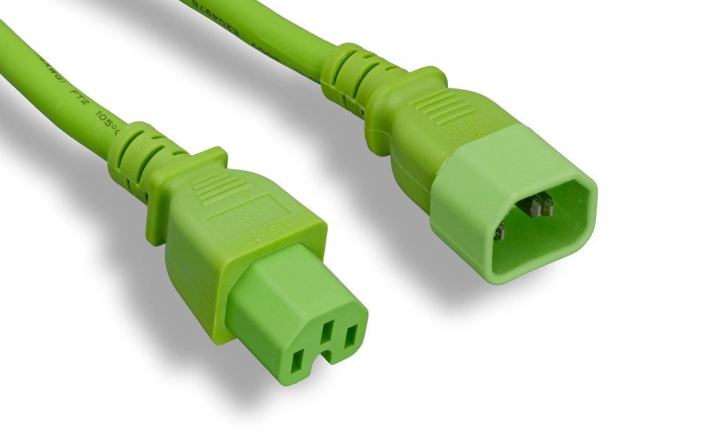 RiteAV Heavy-Duty Power Cord, C14/C15 14AWG 3FT GREEN
