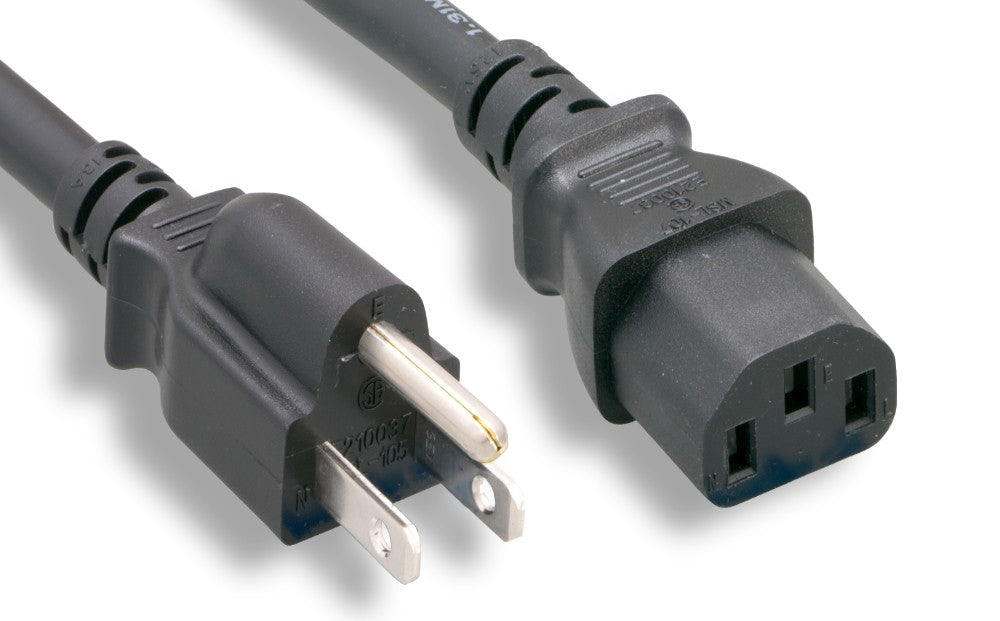 RiteAV Heavy-Duty Power Cord, NEMA5-15P / C13, SJT,16AWG, 13A, 125V, Black, 15FT