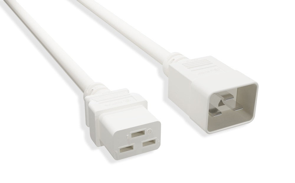 RiteAV Heavy Duty Power Cord, C19/C20 12AWG 20A 250V 3FT WHITE