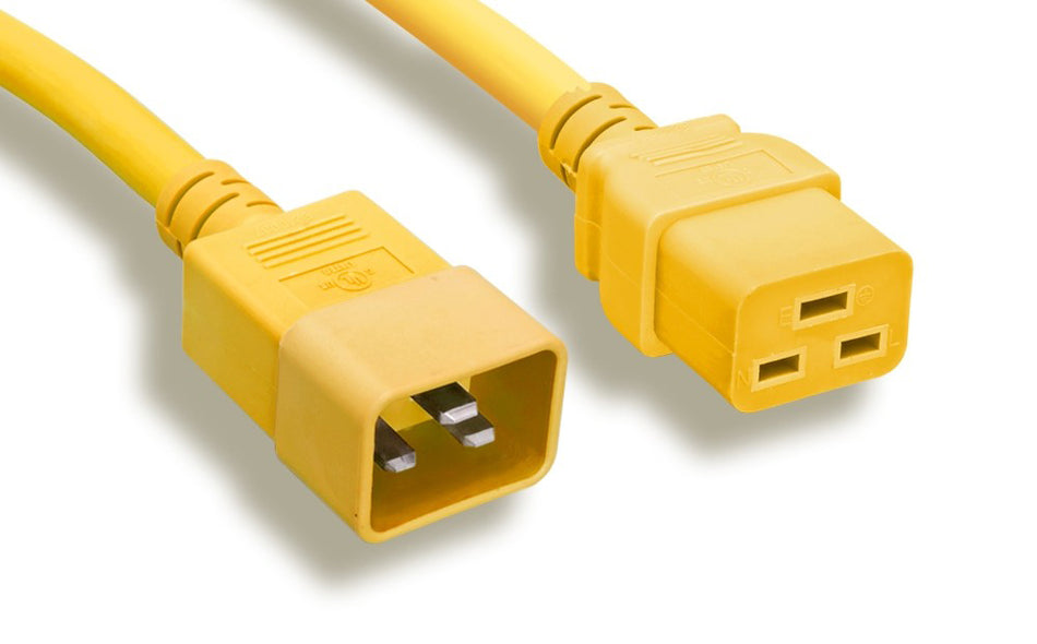RiteAV Heavy Duty Power Cord, C19/C20 12AWG 20A 250V 2FT YELLOW