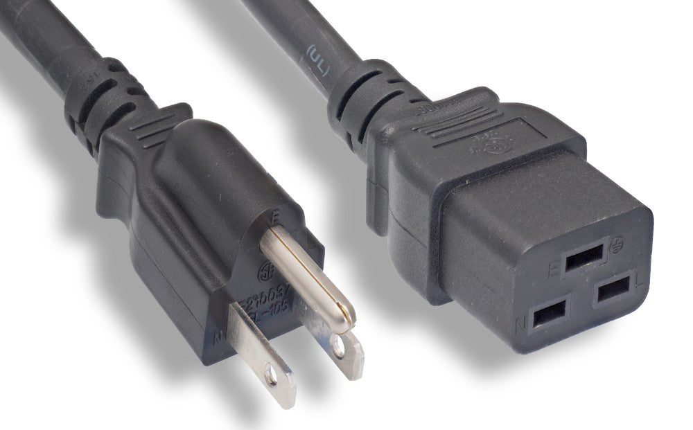 RiteAV Heavy-Duty Power Cord, NEMA5-15P / C19 15A 125V 14AWG Black, 15FT