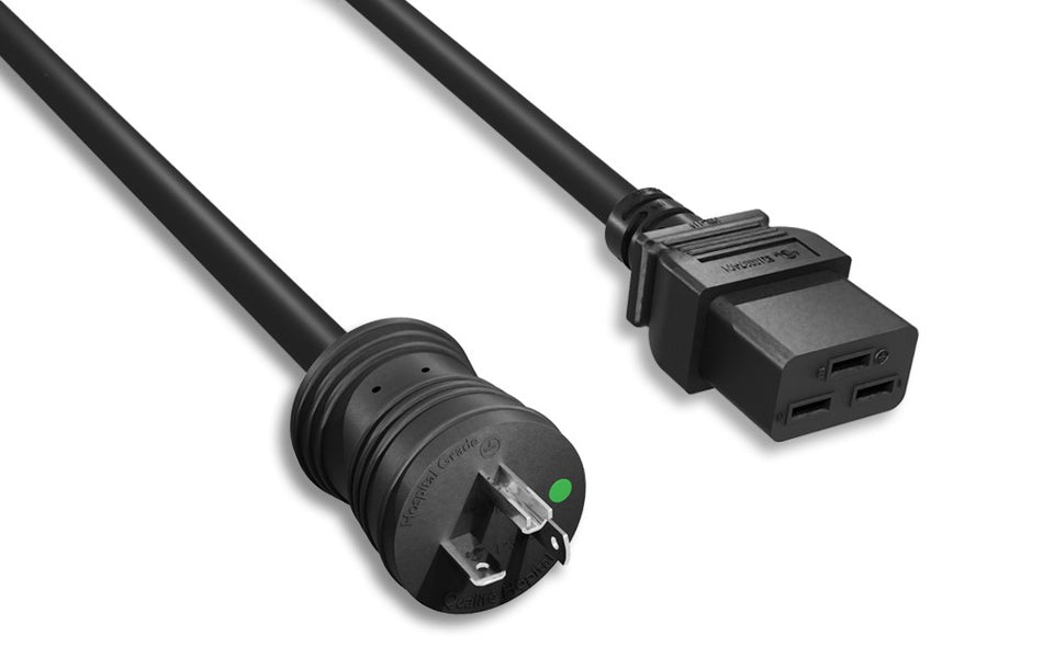 Hospital Grade Heavy-Duty Power Cord NEMA 5-20P/C19 12AWG 20A 125V 6FT Black