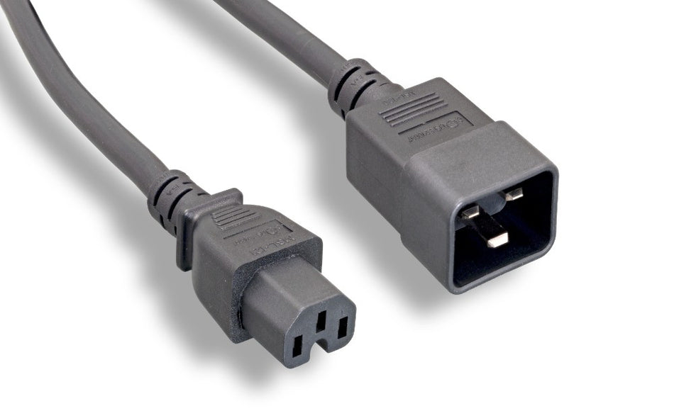 RiteAV Heavy-Duty Power Cord, C15/C20 14AWG 15A Black 1FT