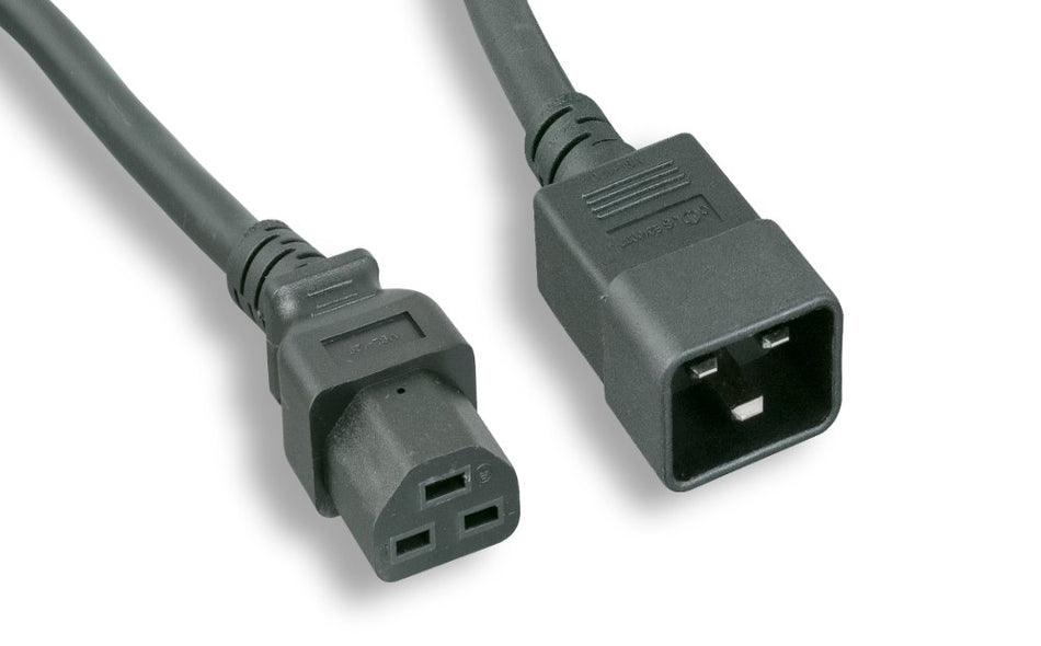 RiteAV Heavy Duty Power Cord, C20/C21 12AWG 20A 250V Black 6FT