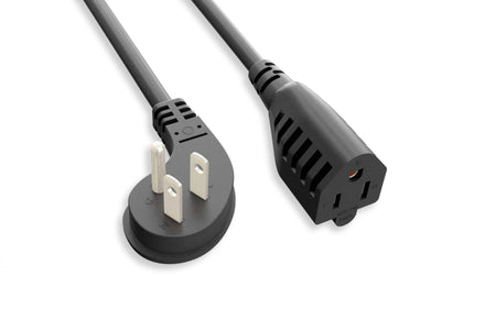 Heavy-Duty Power Cord Extension Flat Plug NEMA 5-15P Low Profile/5-15R 16AWG 13A/125V 3FT