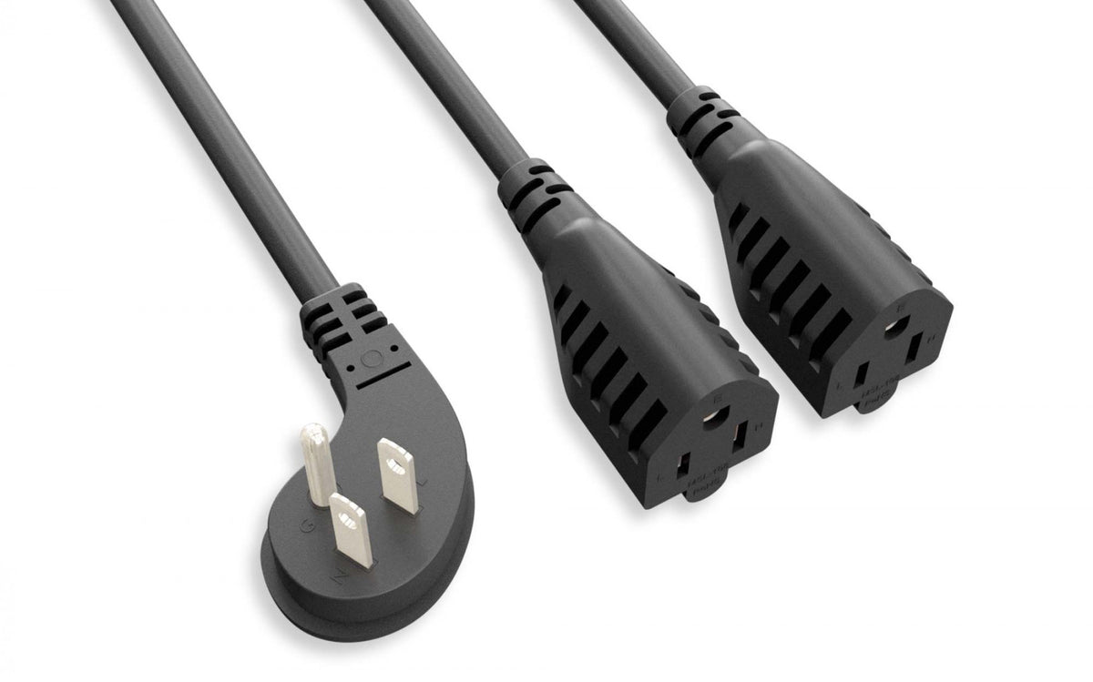 RiteAV Heavy Duty  2 to 1 Power Cord NEMA 5-15P Low Profile/5-15Rx2 16AWG 14" 5 Pack