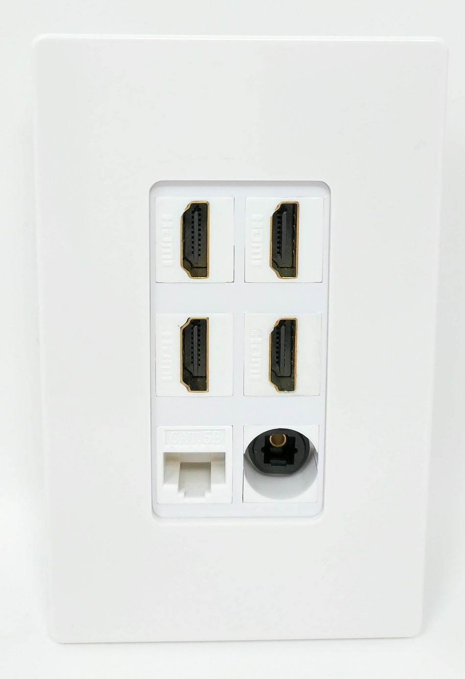 RiteAV - 4 HDMI and 1 - Ethernet Cat5e and 1 - Toslink Port Screwless Decorative Wall Plate White