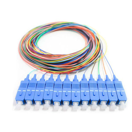 12 Strand Fiber Pigtail, 9/125 Singlemode(Blue Boot), SC/UPC, 3 meter