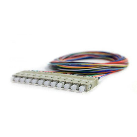 RiteAV 12 Strand Fiber Pigtail, OM2 - 50/125, Multmode Black Boot SC/PC connectors, 3 meter