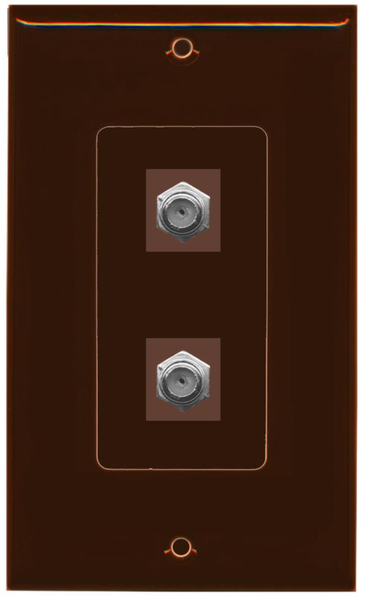 RiteAV - 2 Port Coax Decorative Type Wall Plate - Brown - Bracket Included