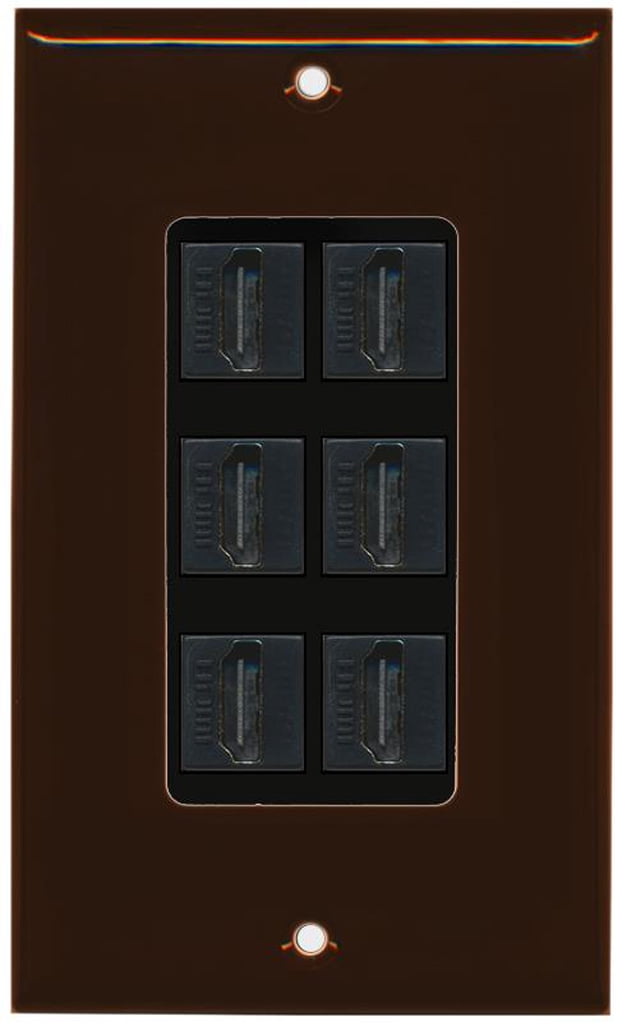 RiteAV - 6 Port HDMI 2.0 Decorative Wall Plate (Brown & Black)