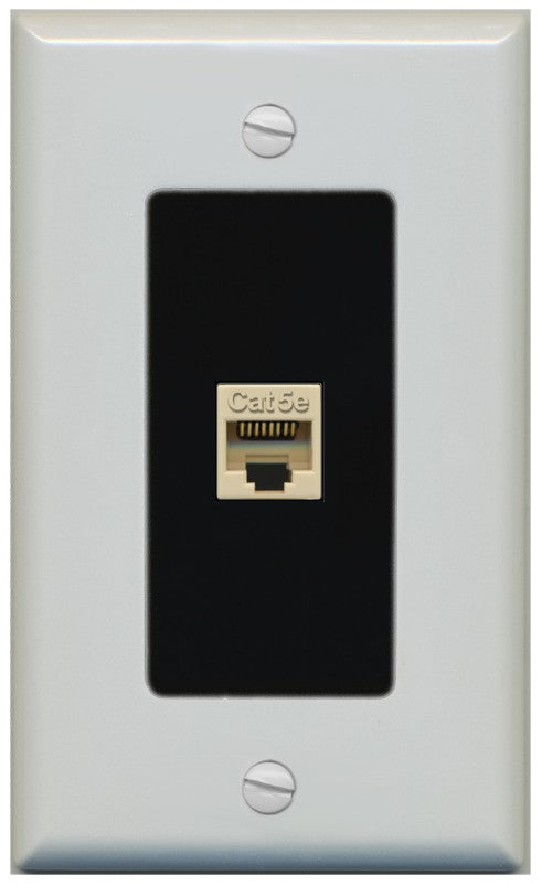 RiteAV 1 Port CAT5E-IVORY Wall Plate - 1 Gang Decorative [Gray/Black]