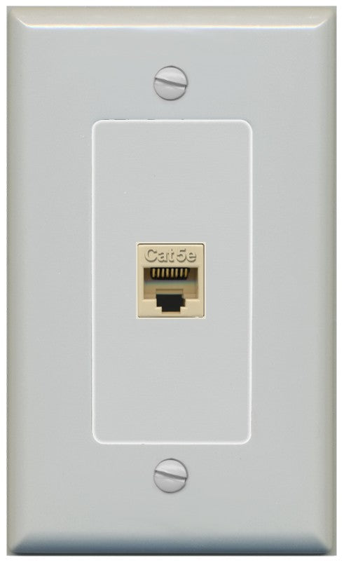 RiteAV 1 Port CAT5E-IVORY Wall Plate - 1 Gang Decorative [Gray/Gray]