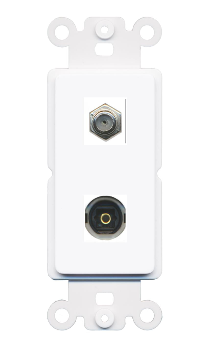 RiteAV - Coax Toslink Port Wall Plate Decorative (Rocker) White