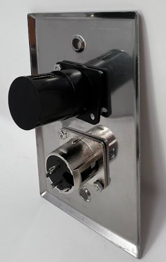 1 Port HDMI/1 Port XLR Male D Series Heavy Duty Pass Stainless Steel Wall Plate - HDMI Angled Exit [2 Pack]