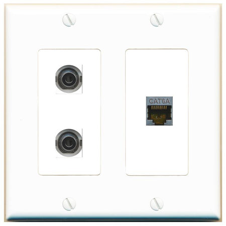 2 3.5mm CAT6A Wall Plate [White]