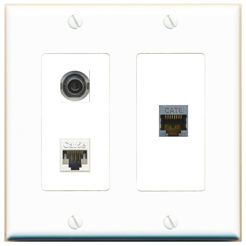 3.5mm CAT5E CAT6-SHIELDED Wall Plate [White]