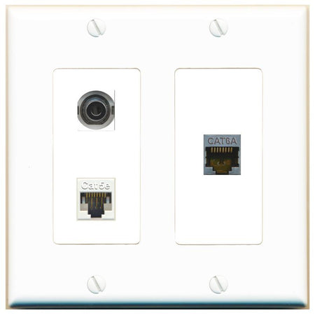 3.5mm CAT5E CAT6A Wall Plate [White]