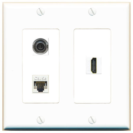 3.5mm CAT5E HDMI Wall Plate [White]