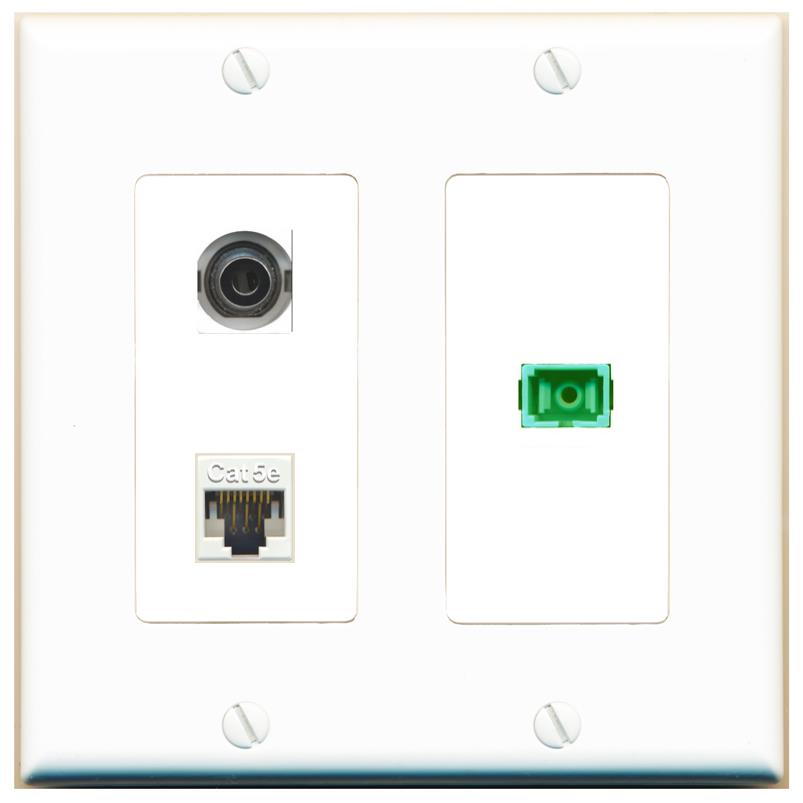 3.5mm CAT5E SC-APC-SX Wall Plate [White]