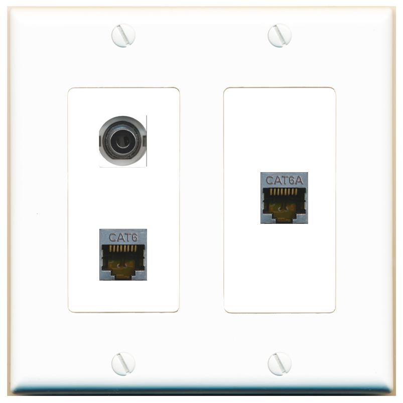 3.5mm CAT6-SHIELDED CAT6A Wall Plate [White]