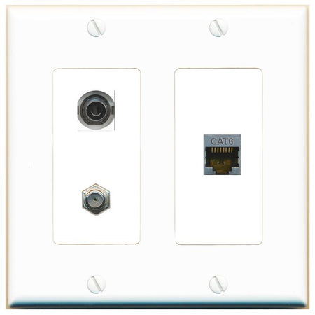 3.5mm CAT6-SHIELDED COAX Wall Plate [White]
