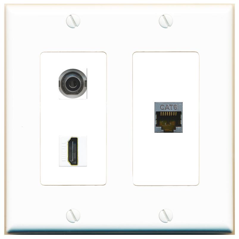 3.5mm CAT6-SHIELDED HDMI Wall Plate [White]