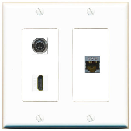 3.5mm CAT6-SHIELDED HDMI Wall Plate [White]