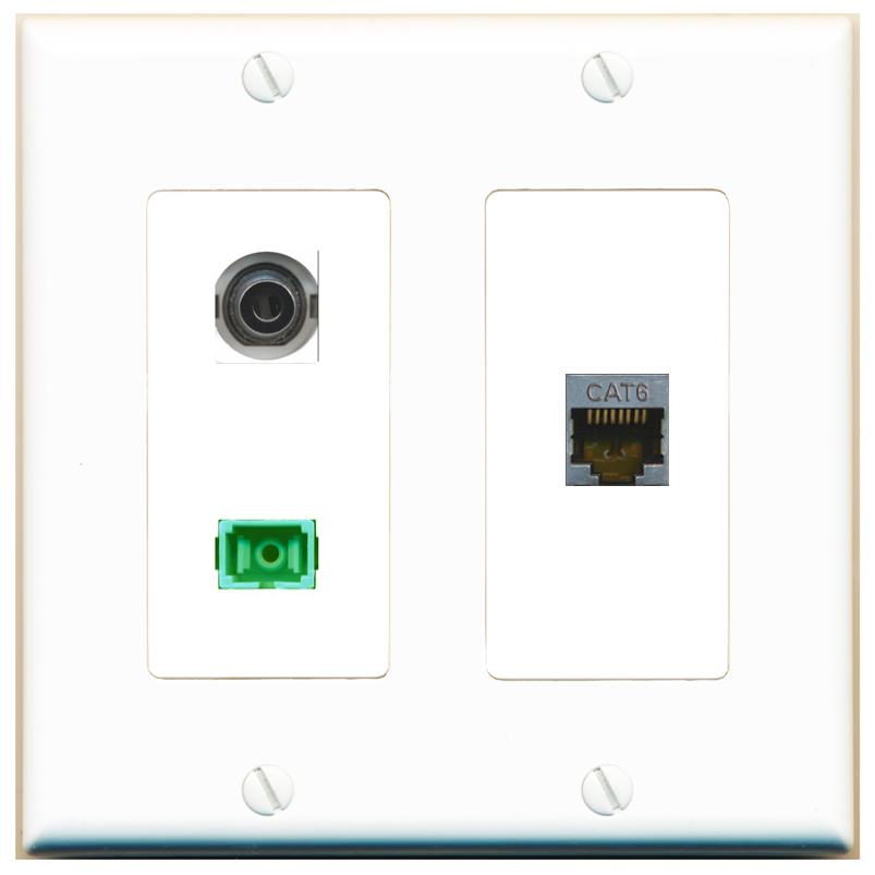 3.5mm CAT6-SHIELDED SC-APC-SX Wall Plate [White]