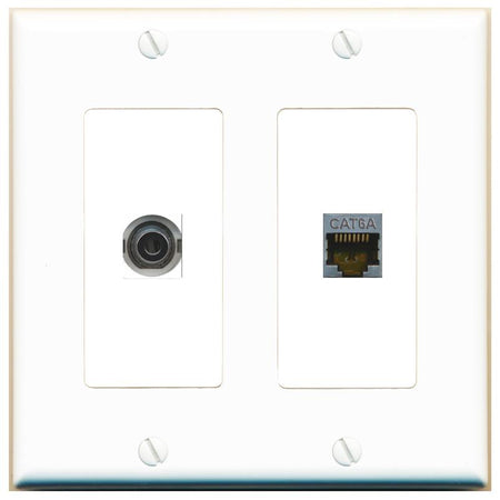 3.5mm CAT6A Wall Plate [White]