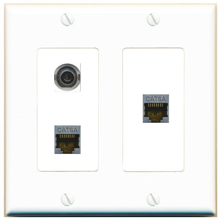 3.5mm 2 CAT6A Wall Plate [White]