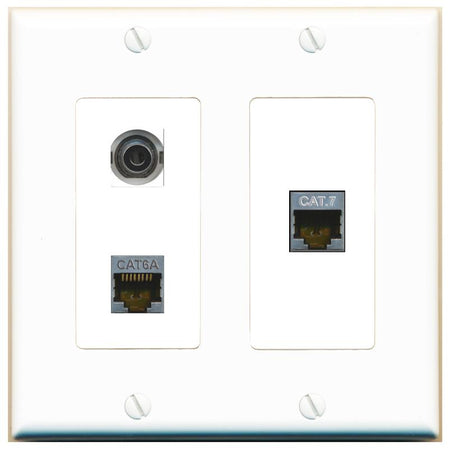 3.5mm CAT6A CAT7 Wall Plate [White]