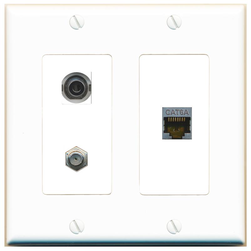 3.5mm CAT6A COAX Wall Plate [White]