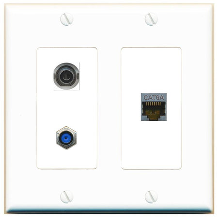 3.5mm CAT6A F81 Wall Plate [White]