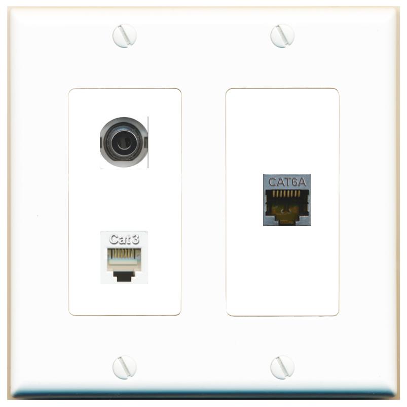 3.5mm CAT6A PHONE Wall Plate [White]