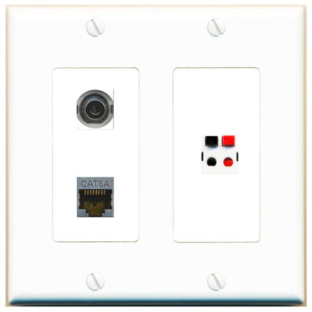 3.5mm CAT6A SPEAKER Wall Plate [White]