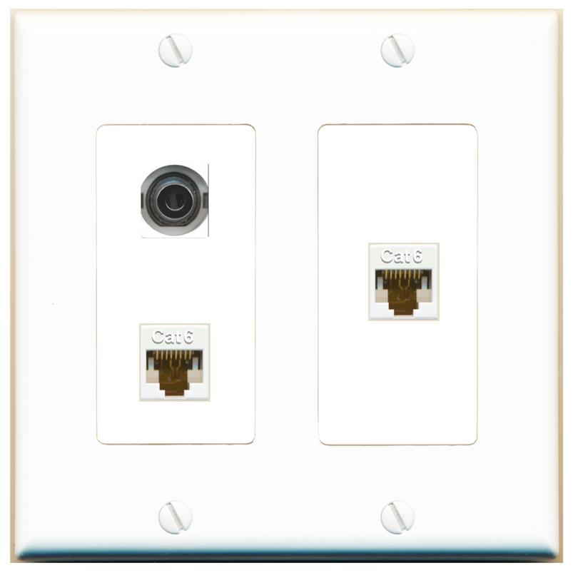 3.5mm 2 CAT6 Wall Plate [White]