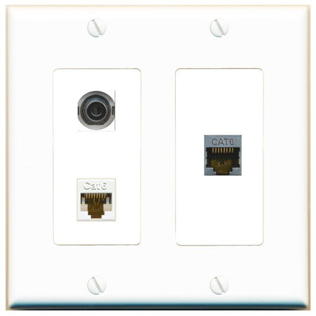 3.5mm CAT6 CAT6-SHIELDED Wall Plate [White]