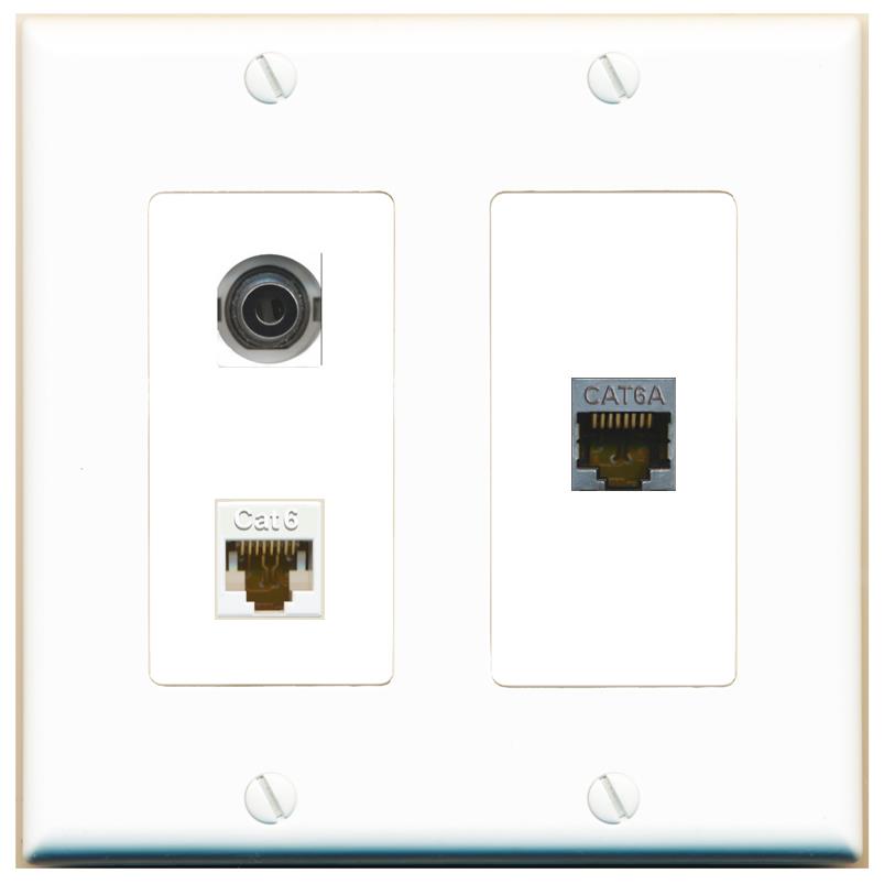 3.5mm CAT6 CAT6A Wall Plate [White]