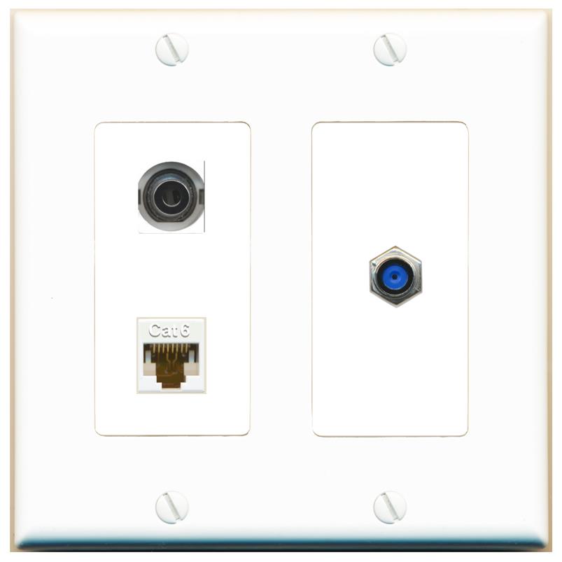 3.5mm CAT6 F81 Wall Plate [White]