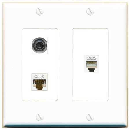3.5mm CAT6 PHONE Wall Plate [White]