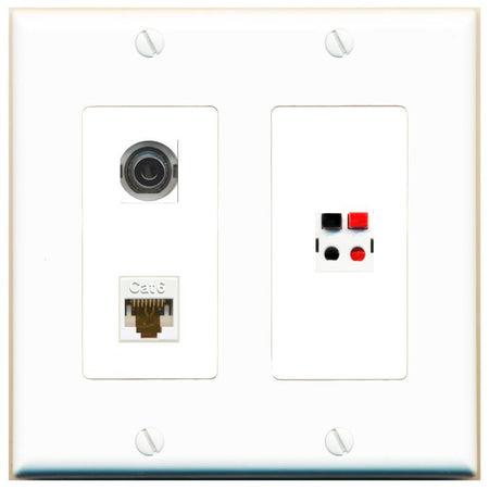 3.5mm CAT6 SPEAKER Wall Plate [White]