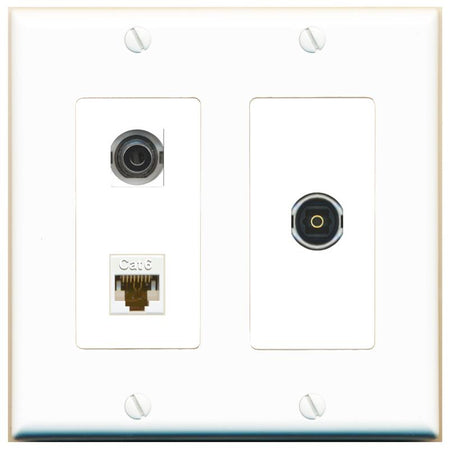 3.5mm CAT6 TOSLINK Wall Plate [White]