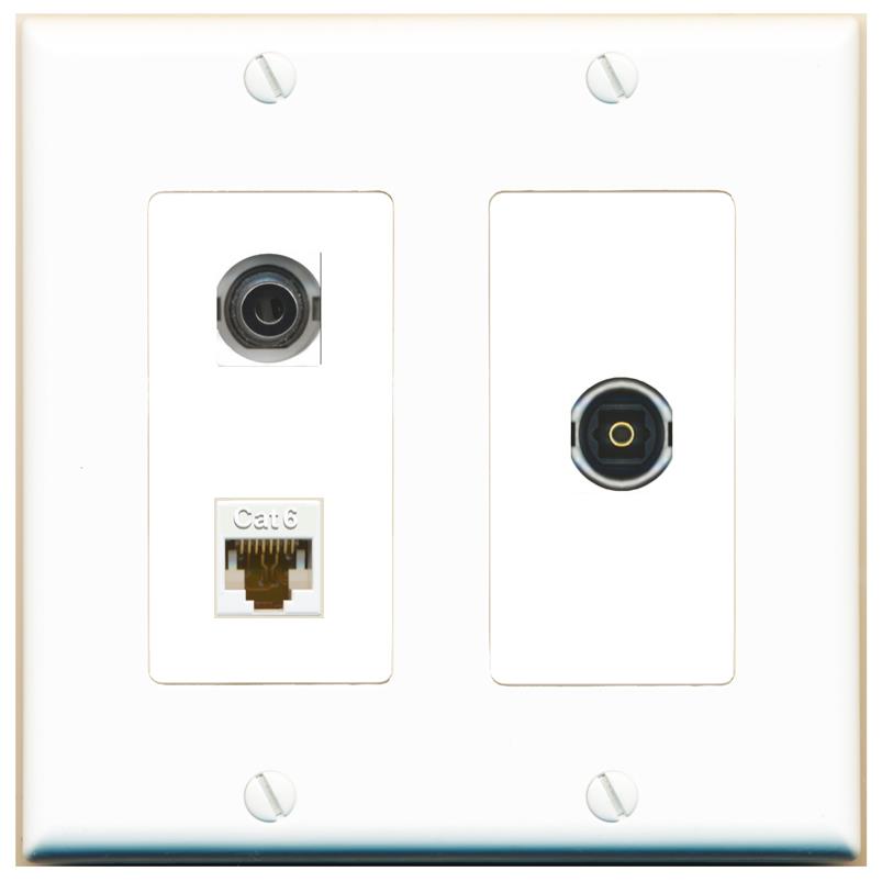 3.5mm CAT6 TOSLINK Wall Plate [White]