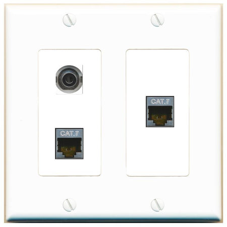 3.5mm 2 CAT7 Wall Plate [White]