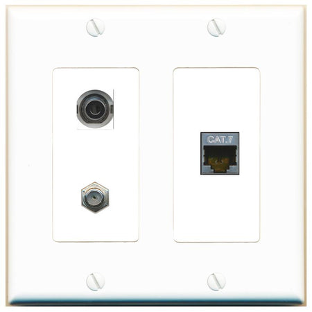 3.5mm CAT7 COAX Wall Plate [White]