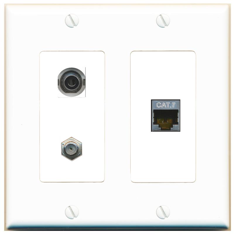 3.5mm CAT7 COAX Wall Plate [White]