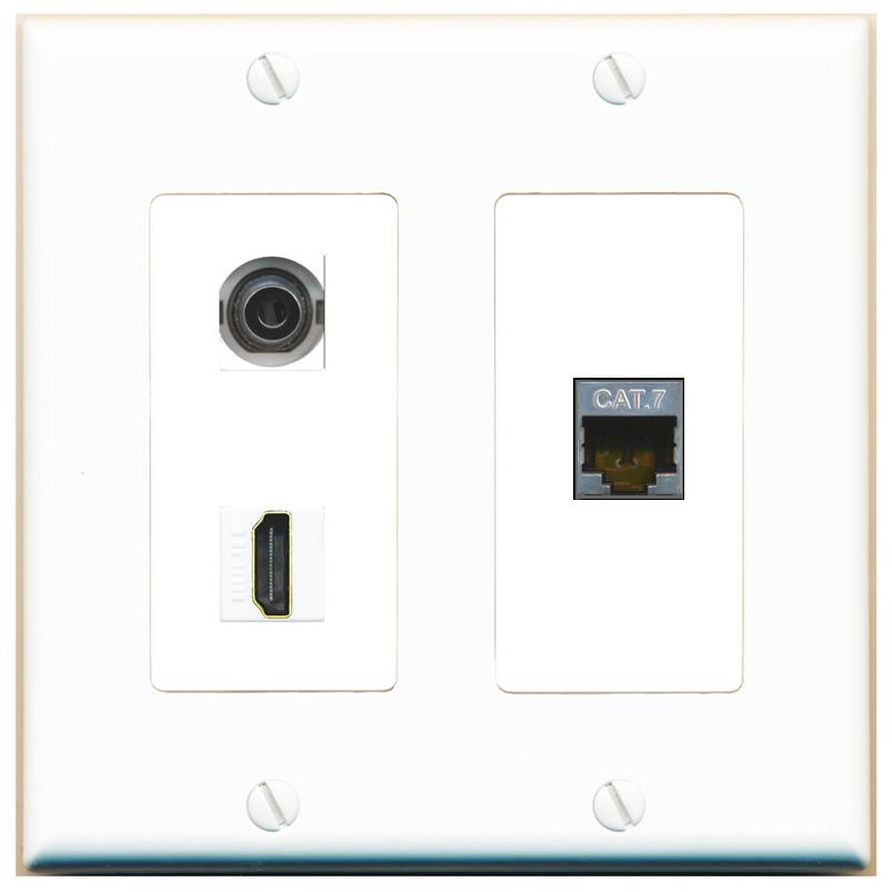 3.5mm CAT7 HDMI Wall Plate [White]