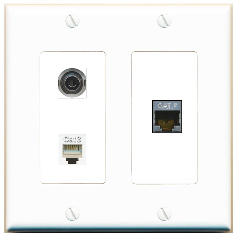 3.5mm CAT7 PHONE Wall Plate [White]