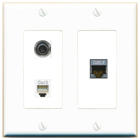 3.5mm CAT7 PHONE Wall Plate [White]